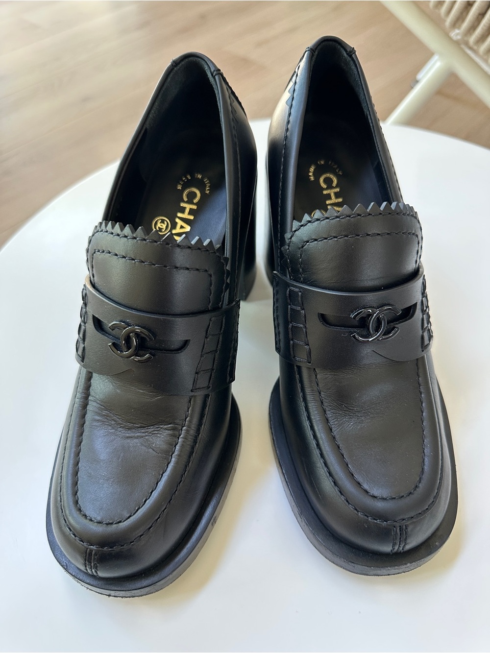 Chanel Black Leather Loafers - Picture 2 of 15